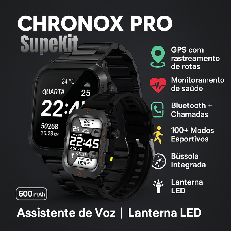 Smartwatch ChronoX Pro GPS Esportivo |  Em Liquidação