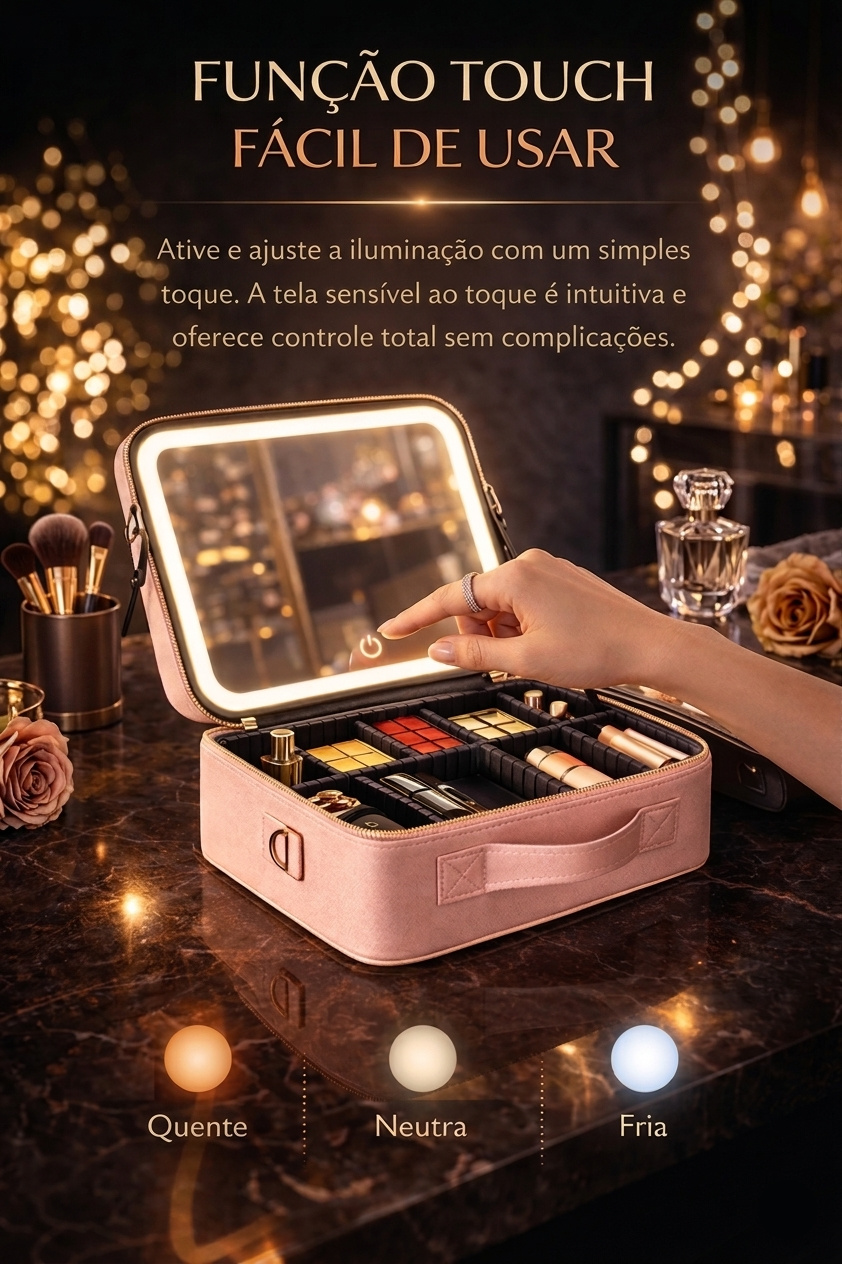 LumiCase Pro™ – Necessaire com Espelho LED Touch