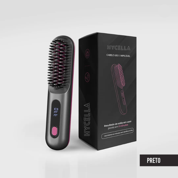 Escova Alisadora Profissional PureGlam - ( MEGA PROMOÇÃO ) + brindes Hycella | Confiança e Qualidade é a nossa marca