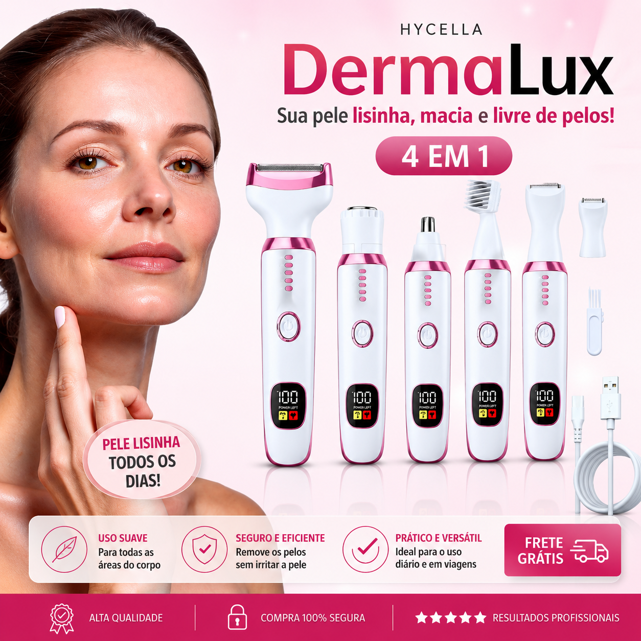 Depilador Elétrico 4 em 1 - DermaLux®