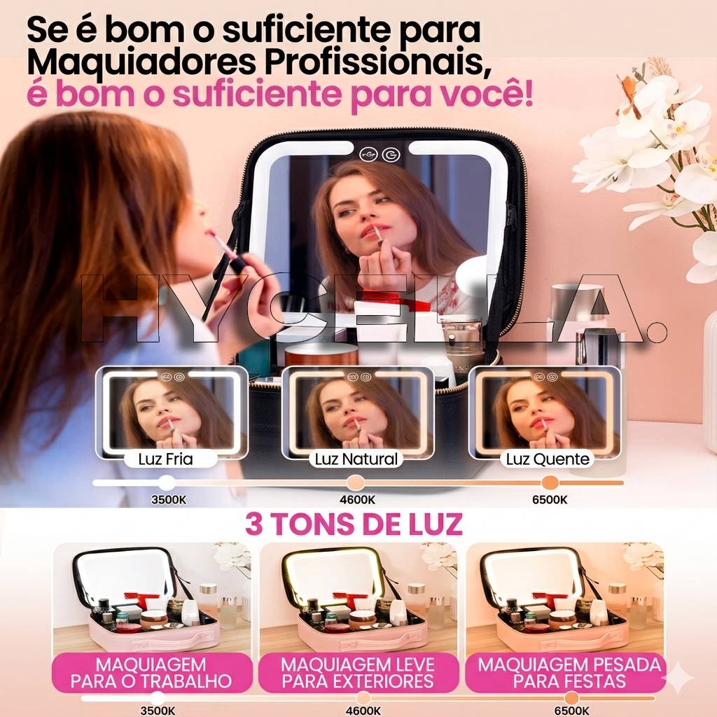 LumiCase Pro™ – Necessaire com Espelho LED Touch