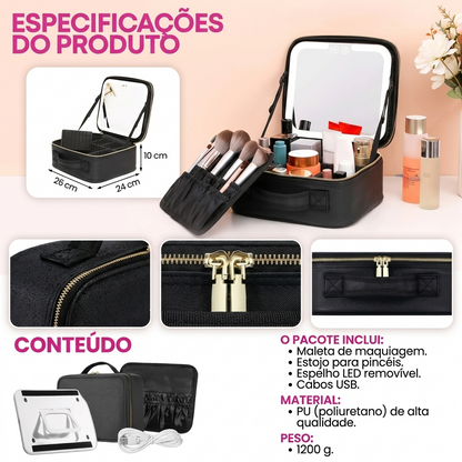 LumiCase Pro™ – Necessaire com Espelho LED Touch